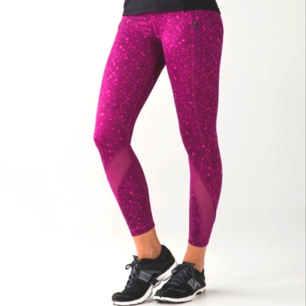 Lululemon athletica Inspire tight II geo regal plum ankle crop pocket leggings 6
